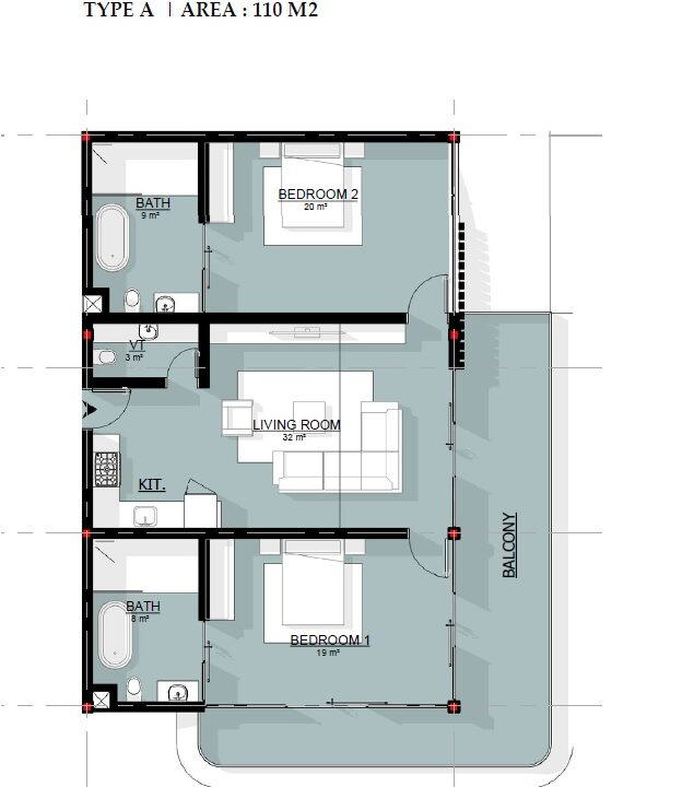 Belmonte 2-bedroom floor plan